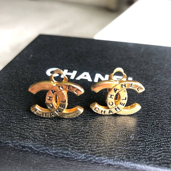 CHANEL Jewelry - Vintage clip on Chanel earrings, classic CC logo.